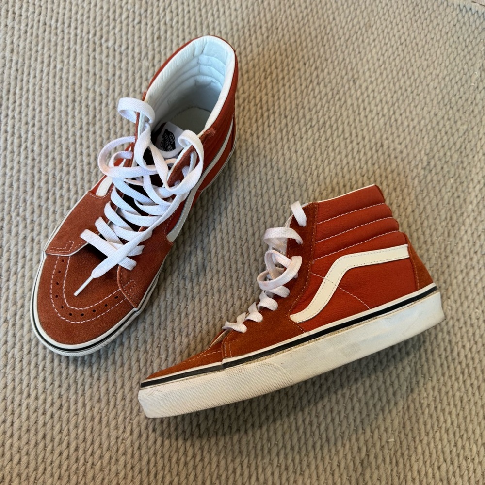 Vans orange and White High-Top Sneakers